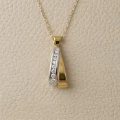 2-Tone Diamond Pendant Necklace 0.15tcw