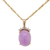 14k Gold Lavender Jade & Diamond Pendant with Enhancer Bail (Chain Not Included)
