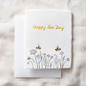 Happy Bee Day Birthday | Flowers Honey Bees Greeting Card