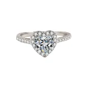 Culbreth's Jewelers Moissanite Heart Solitaire Ring – Platinum Plated 925 Silver