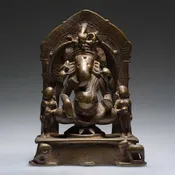 18th Century Bronze Ganesha with 2 Consorts