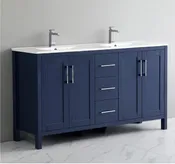 60" Vanity Freestanding with four doors and three drawers, NavyBlue color