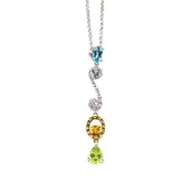 14K Color Stone and Diamond Pendant
