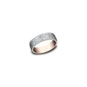 Ammara Stone Sculpted Rose and White Gold Fractured Rock Men's Wedding Band