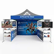 10×10 Tent Retail Kit A5 with TV Racks, Display Shelves & Hanging Flags