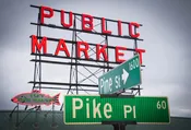 Pike Place Sign in the Market — John Wiley Photography