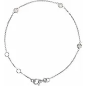 14K White Gold 1/6 CTW Natural Diamond Bezel-Set 3-Station 5 1/2-7" Bracelet