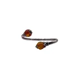 Baltic Amber Bracelet - Amber & Antiqued Sterling Silver Slender Cuff Bracelet