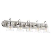 Quorum Five Light Vanity in Satin Nickel|Clear Seeded from the Campbell collection - 5094-5-265