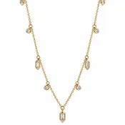 Baguette & Round Diamond Dangle Necklace