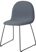 3D Dining Chair - Front Upholstered, Sledge base, Black Semi Matte Base, American Walnut Semi Matte