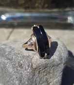 10k gold Art Deco onyx antique ring