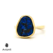 Abstract Cut Dark Blue Opal Ring