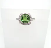 Cushion cut, Cubic Zirconia trim Ring   size 7