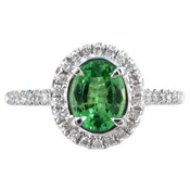 0.99ct Tsavorite Garnet & Diamond Halo Ring