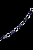 14k Solid White Gold and Lab Created Sapphire Bracelet