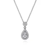 14K W Gold 0.42ctw G/SI1 Teardrop Diamond Pendant