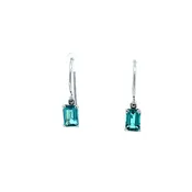 Emerald cut Indicolite Tourmaline earrings