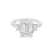 3.00 Emerald Cut Diamond Trapezoid Three Stone Engagement Ring