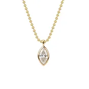 Beaded Bezel Lab Marquise Diamond Drop Necklace