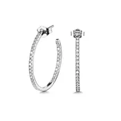 1/2 CTW C-Shaped Diamond Hoop Earrings in 14k White Gold
