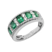Alternating Emerald and Diamond Band