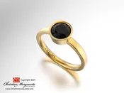 Black Diamond Engagement Ring 18KY gold