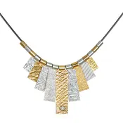 14k 9 Tab Mixed Metal Necklace with Diamond
