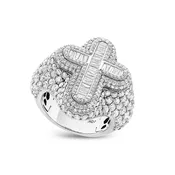 10K Gold 10.4ct Cross Baguette Diamond Ring