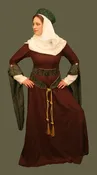 12th- 13th Century Linen Pendant Sleeve Gown Full Wardrobe
