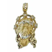 Jesus Head TwoTone Halo 10kt Pendant Charm P-124