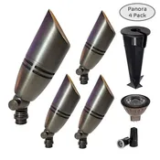 4 Pack Panora Cast Brass Spotlight for Outdoor Landscape Lighting