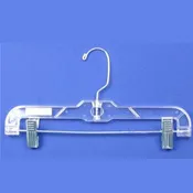 100 Clear 14 inch Skirt-Pant Hangers with Metal Clips