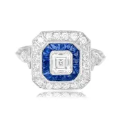 0.50ct Asscher-cut Diamond Double Halo Mississippi Ring