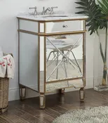 24 Inch Freestanding Asger Mirrored Bathroom Vanity, Single Sink, Fully Assembled