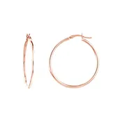 14K White Gold 2mm x 35mm Polished Hoop Earrings - Available in Yellow, White, and Rose Gold