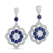 Art Deco - Authentic  4.5 carat Sapphire  rhodium over .925 Sterling Silver  handcrafted  earrings