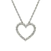 14K White Gold Diamond Heart Necklace