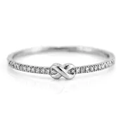 0.06ct Pavé Round Diamonds in 14K Gold Skinny Infinity Knot Band Ring