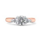 14K Two Tone Gold Diamond Three Stone Engagement Ring (Semi Mount)