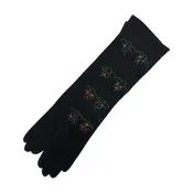 Hand embroidered black leather gloves France  7