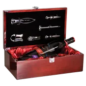 Rosewood Piano Finish Double Wine Presentation Box with 6 Tools