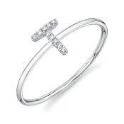 0.03CT 14K W/G DIAMOND LADYS RING - INITIAL T