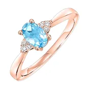 10Kt Rose Gold Diamond 1/25Ctw &amp;amp; Blue Topaz 1/2Ctw Ring