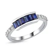 14Kt diamond and blue sapphire ring