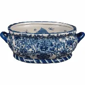 22.5” PORCELAIN FOOT BATH BLUE & WHITE