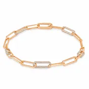 18K Rose & White Gold Diamond Paperclip Bracelet