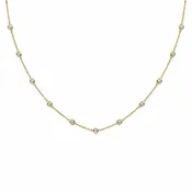 11 Diamond Station Necklace on 14k Solid Gold
