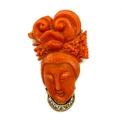 Vintage Coral Lady Pin