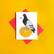 Bagel Love Risograph Pigeon Love Card